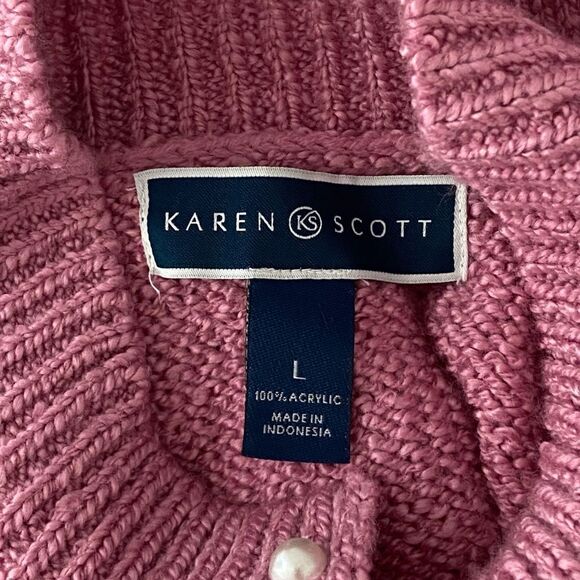 Pink Cable Knit Mock Neck Sweater CoastalGrandma Cottagecore Soft Girl Y2K Large - Picture 4 of 11